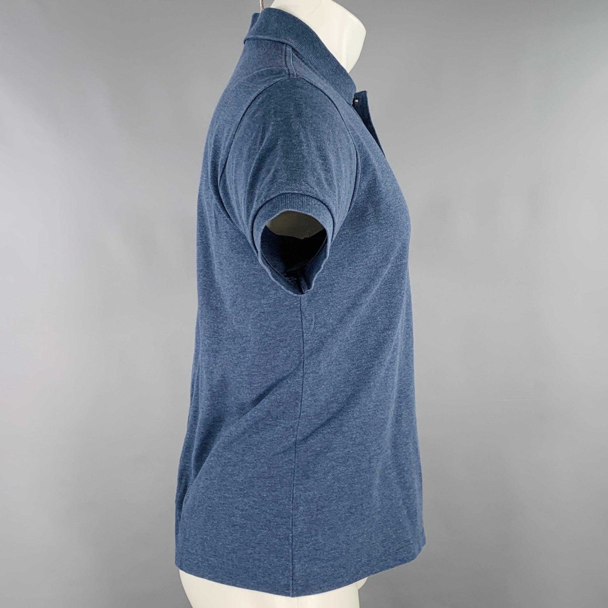Blu Polo in cotone blu con mezza abbottonatura LACOSTE Taglia S in vendita