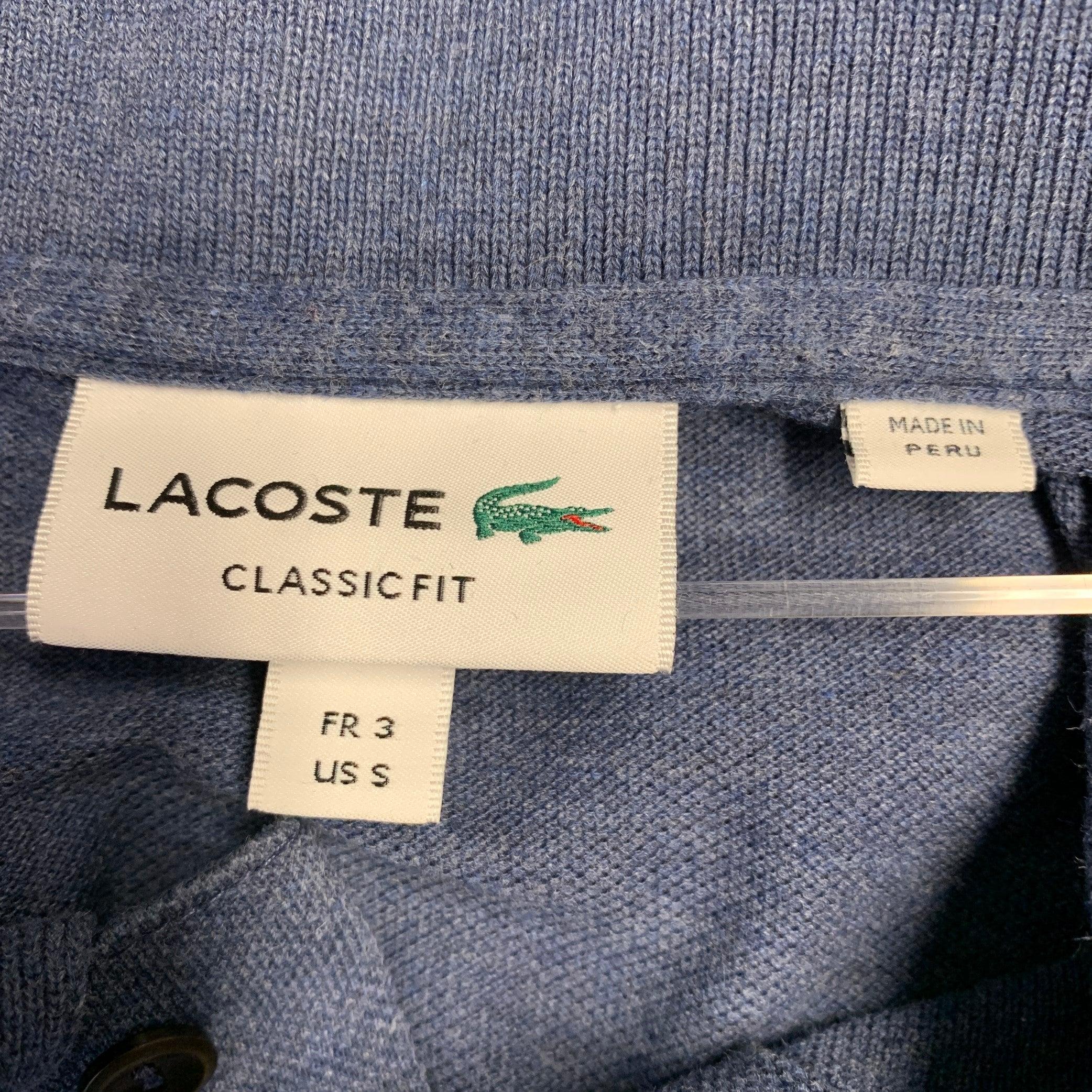 Uomo Polo in cotone blu con mezza abbottonatura LACOSTE Taglia S in vendita