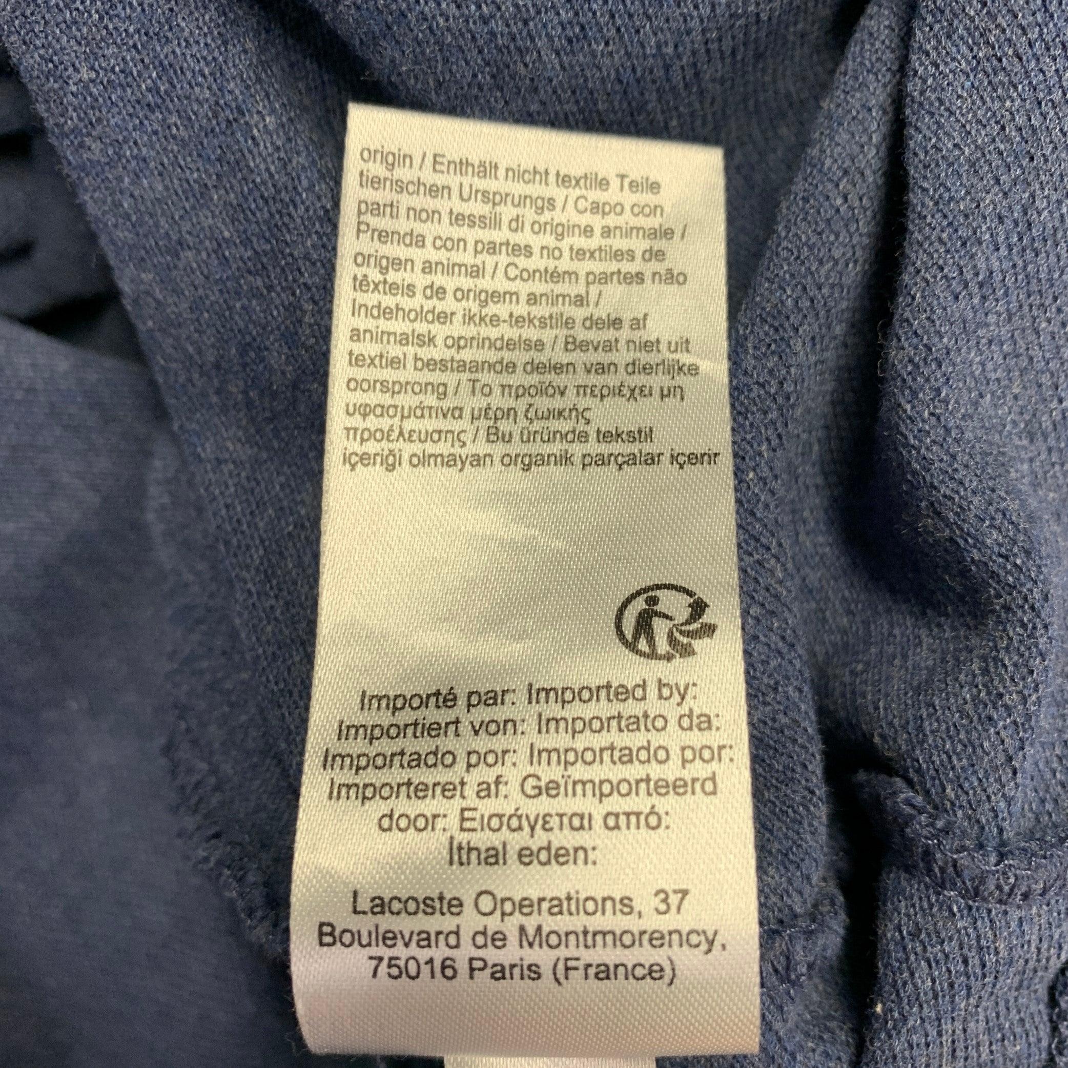Polo in cotone blu con mezza abbottonatura LACOSTE Taglia S in vendita 2