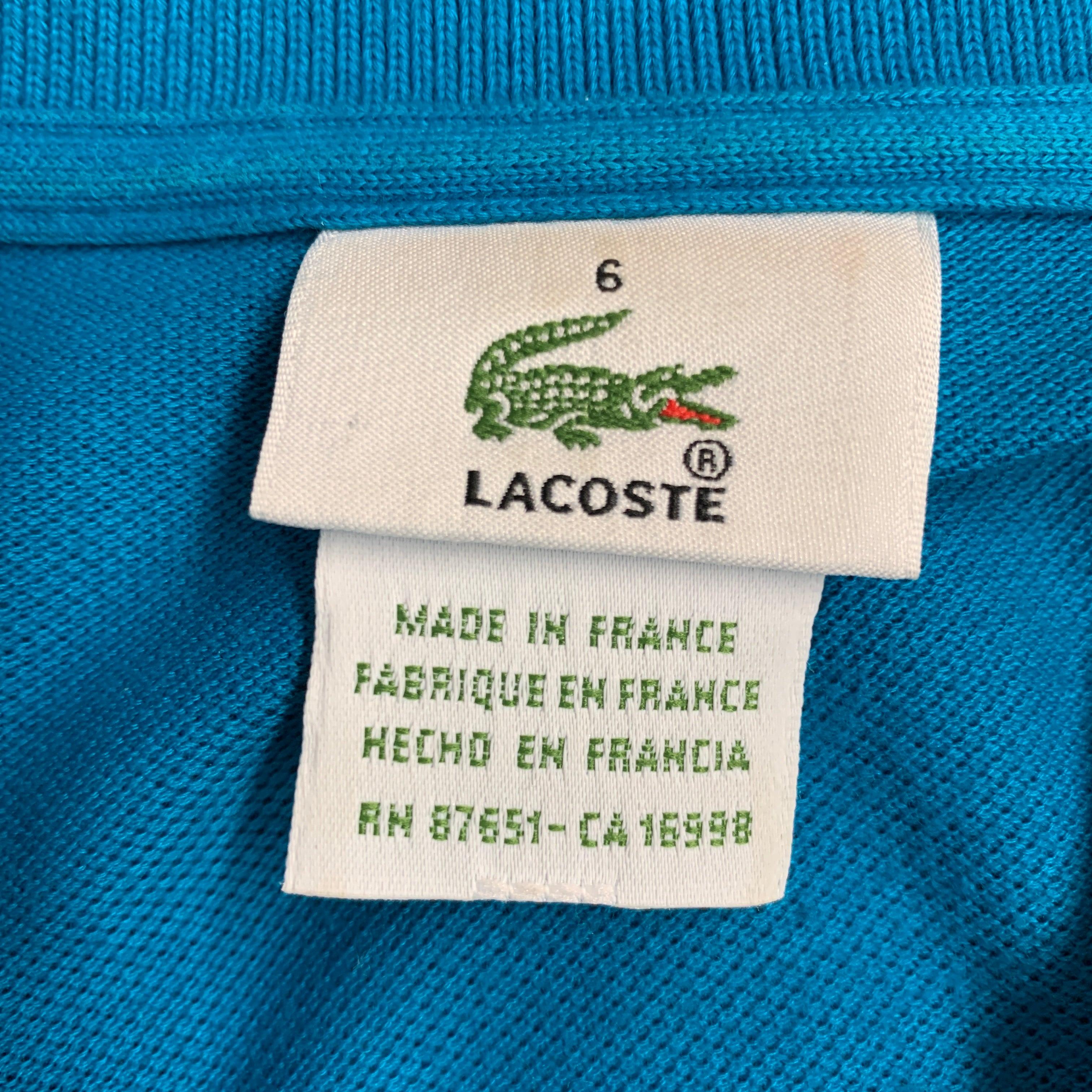 LACOSTE Size XL Aqua Cotton Buttoned Polo For Sale 2