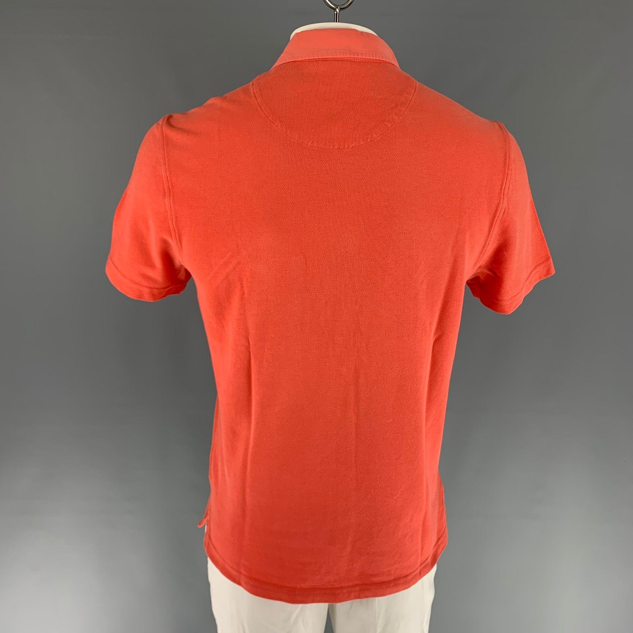 LACOSTE Size XL Orange Cotton One pocket Polo In Good Condition For Sale In San Francisco, CA