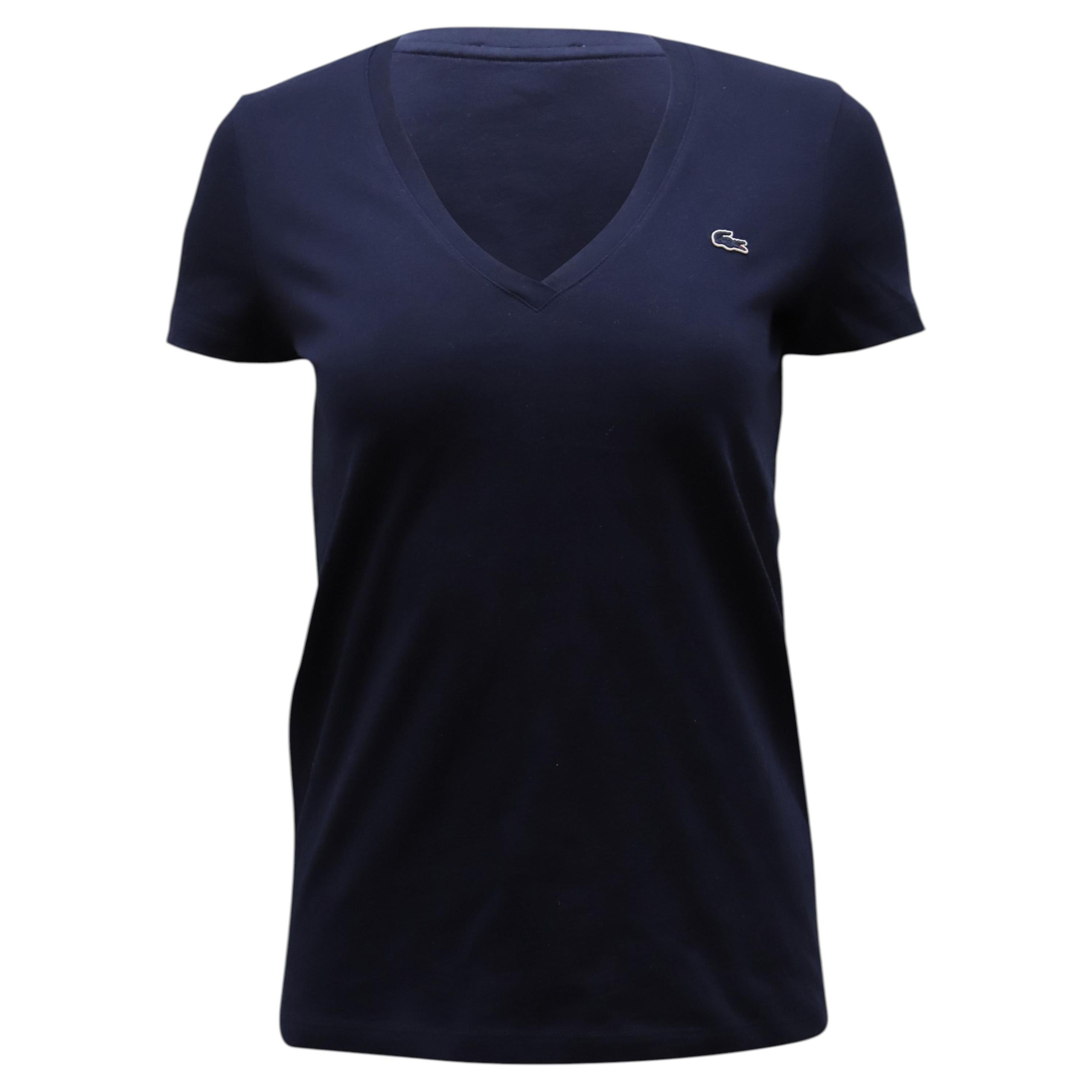 Lacoste V-Neck Top in Navy Blue Cotton For Sale