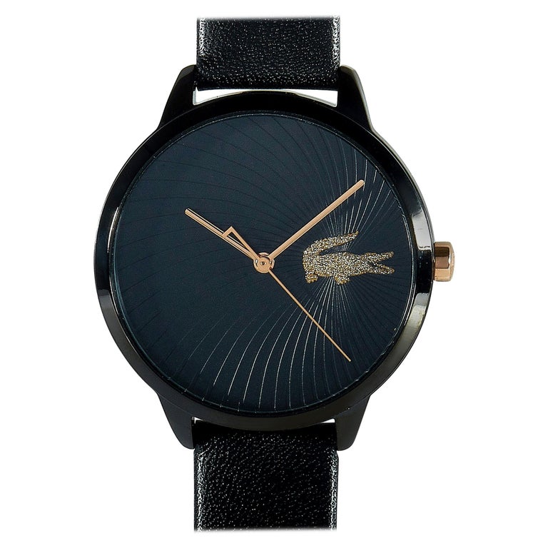 Lacoste Women's Lexi Black Leather Watch 2001069 For Sale at 1stdibs