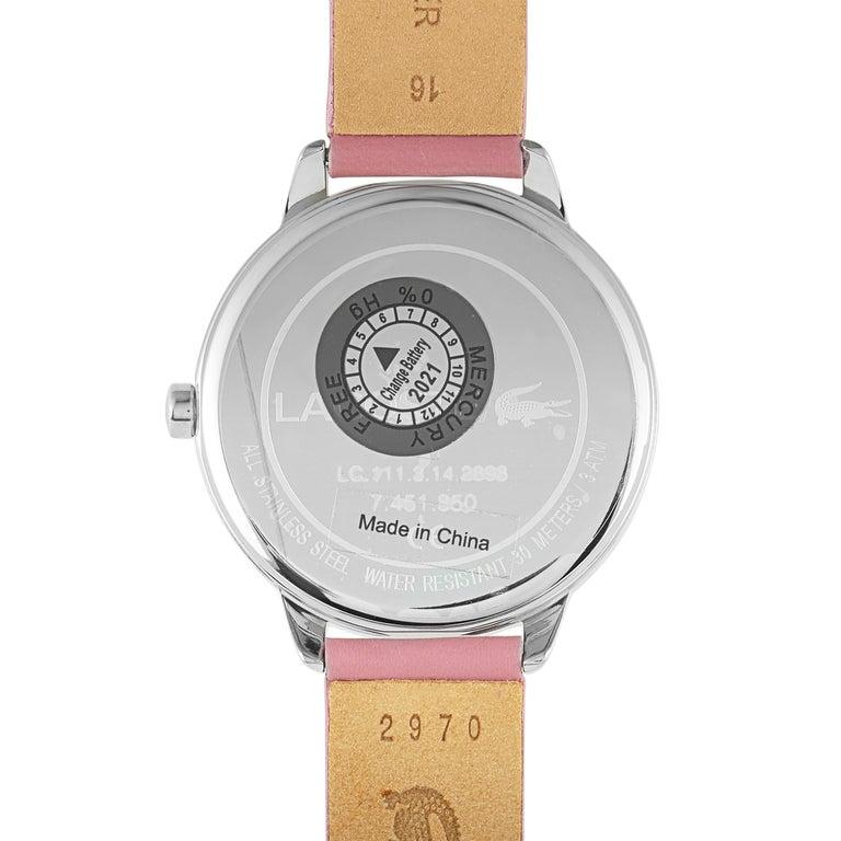 Lacoste Women's Lexi Pink Leather Watch 2001057 In New Condition In Southhampton, PA