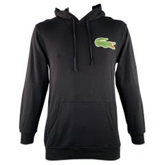 LACOSTE x COMME des GARCONS Size L Black Green Patch Cotton Hooded Sweatshirt