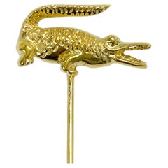 Retro Lacoste Yellow Gold Alligator Stick Pin