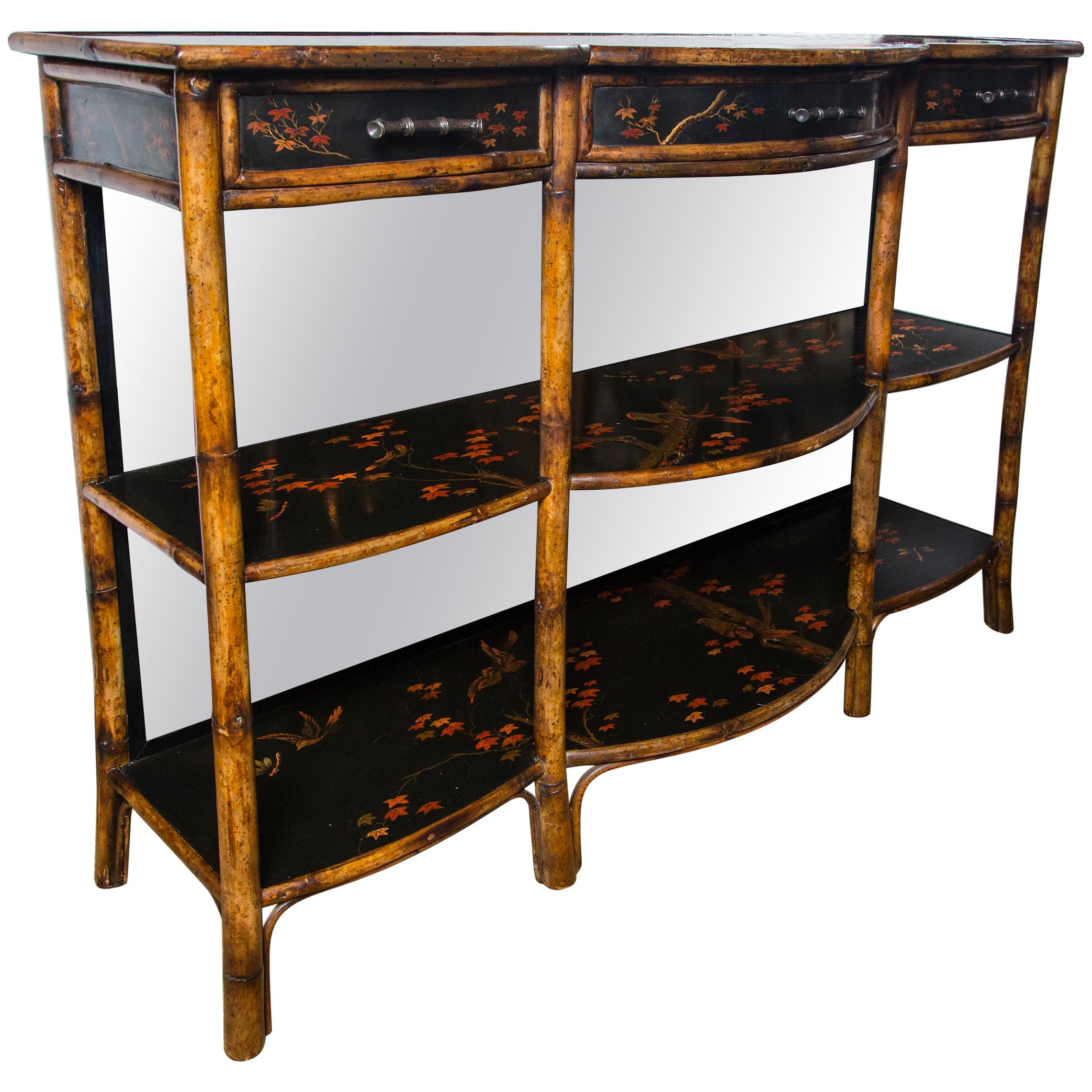 Lacquer and Faux Bamboo 3-Tier Etagere by Theodore Alexander