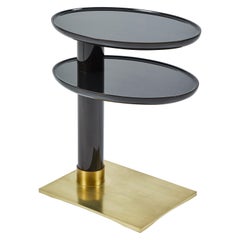 Vintage Lacquer and Bronze Petite Side Table, Signed Nicholas Mongiardo