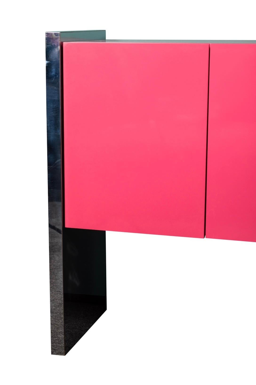 Lacquer and Chrome Cabinet by Milo Baughman In Good Condition In LOS ANGELES, CA