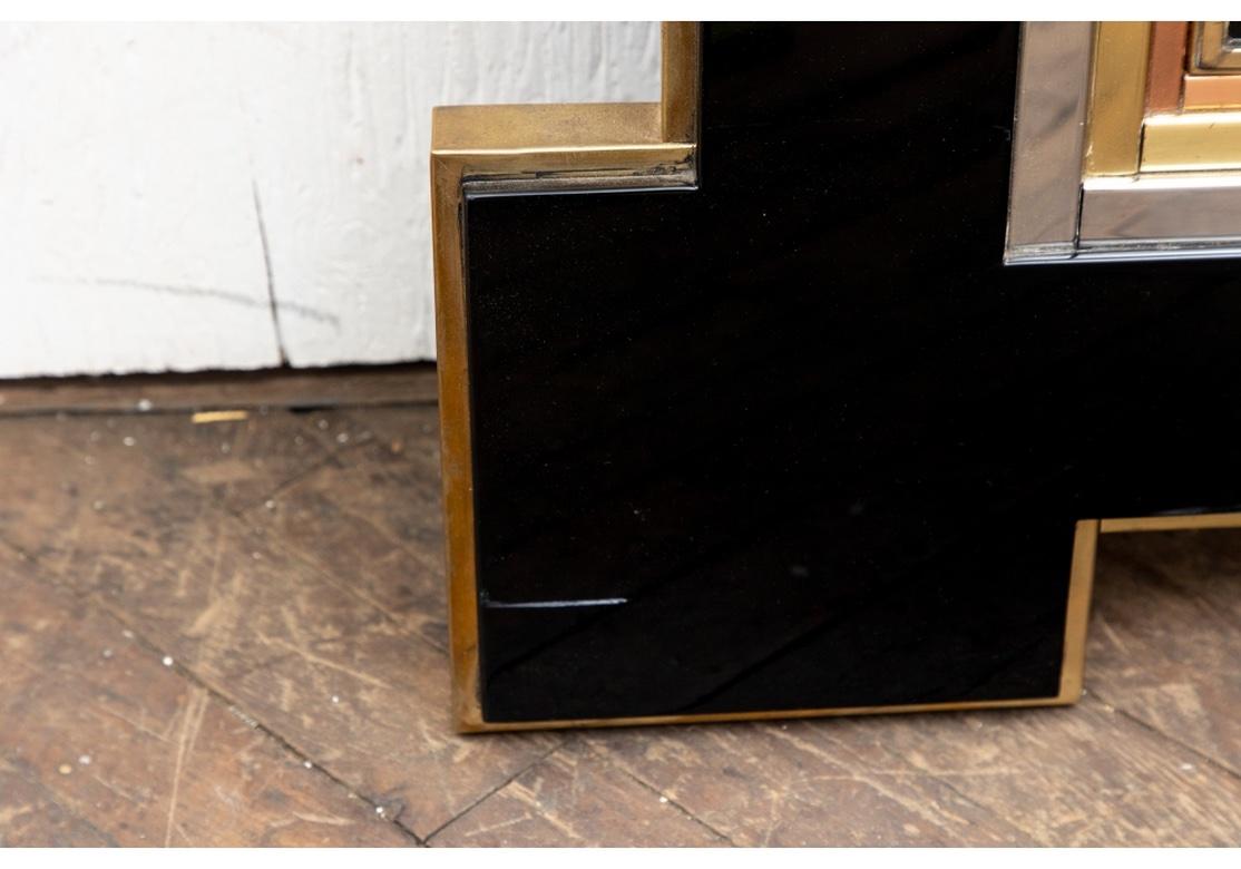 Lacquer And Mixed Metal Mirror By Alain Delon For Maison Jansen 1970’s For Sale 3