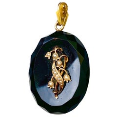 Lacquer and Seed Pearl Locket Pendant