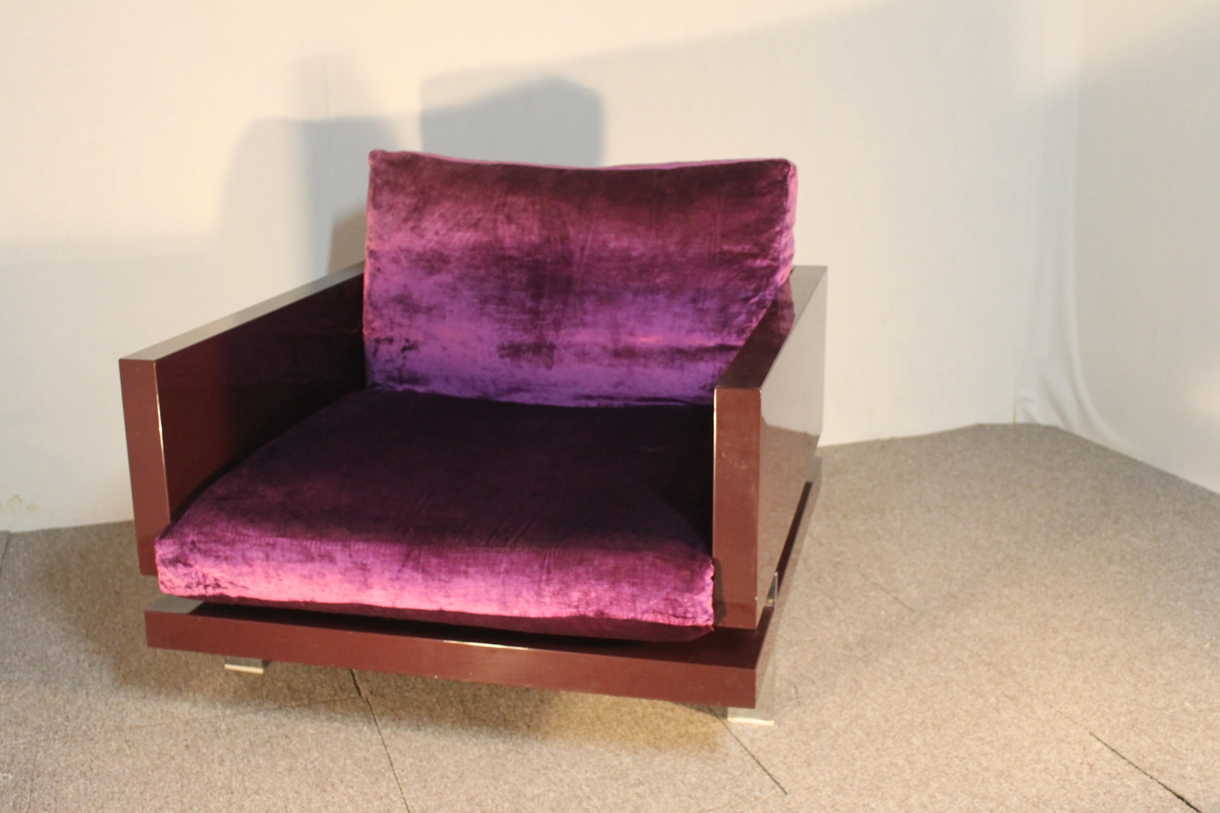Lacquered Lacquer Armchair, Maison Versace, 1970 For Sale