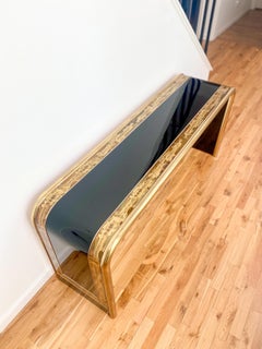 Lacquer Black and Bronze Waterfall Console by Bernhard Rohne for Mastercraft