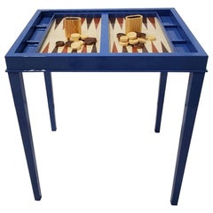 Lacquer Blue High Gloss Backgammon Game Table with Removable Top, Made to order