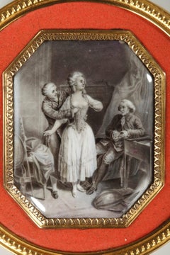 Lacquer Box with Erotic Enamel Medallion, Late 18th Century