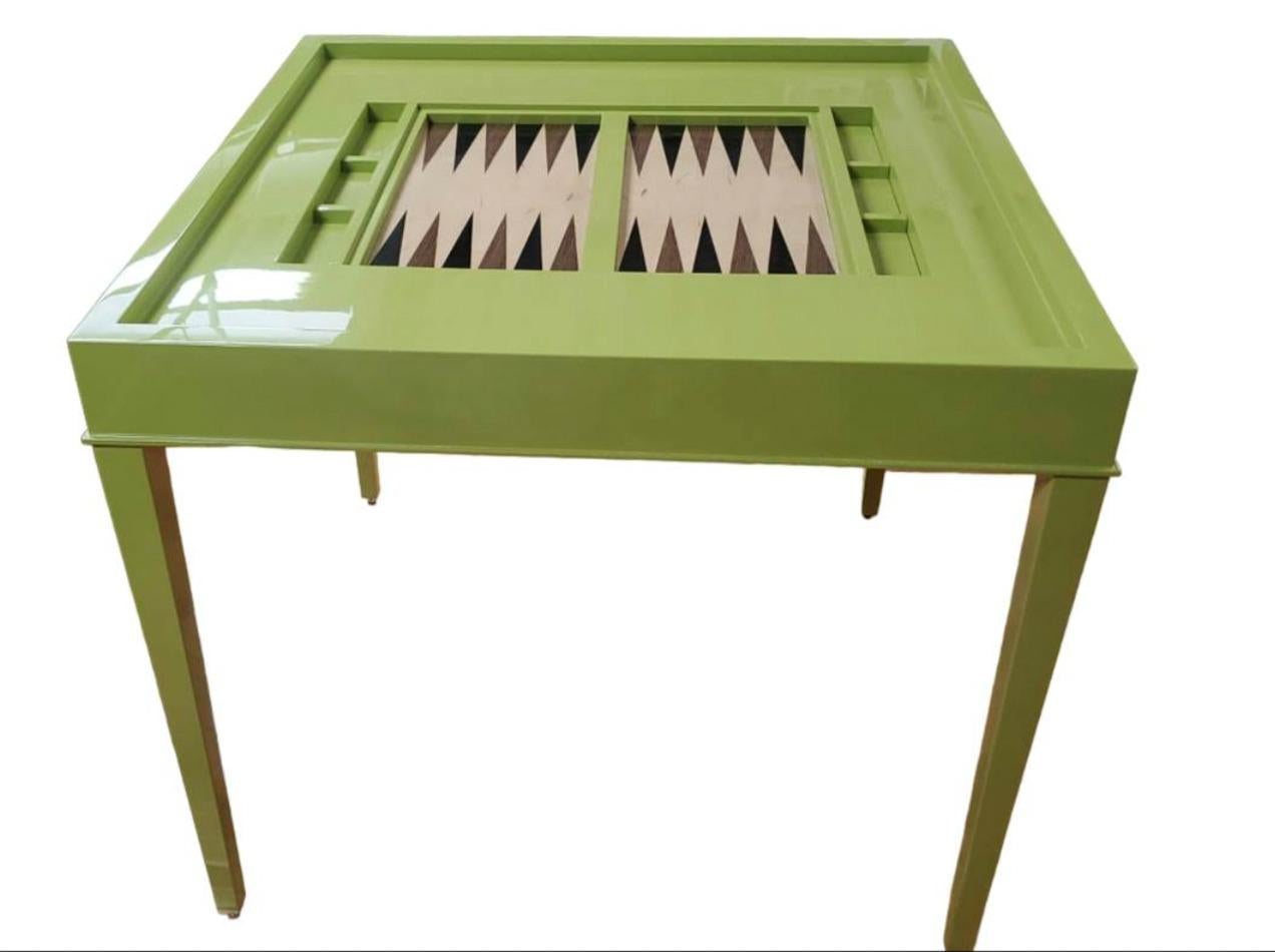 Lacquer Custom Square Game Table In New Condition For Sale In New York, NY
