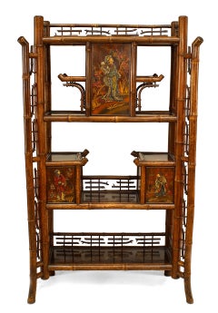 19th Century Bamboo and Rosewood Lacquered Étagère