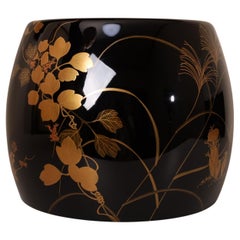 Lacquer Hibachi with Seasonal Motifs — Late Meiji Period (c.1900) Lacquer Hibachi with Seasonal Motifs — Late Meiji Period (c.1900)