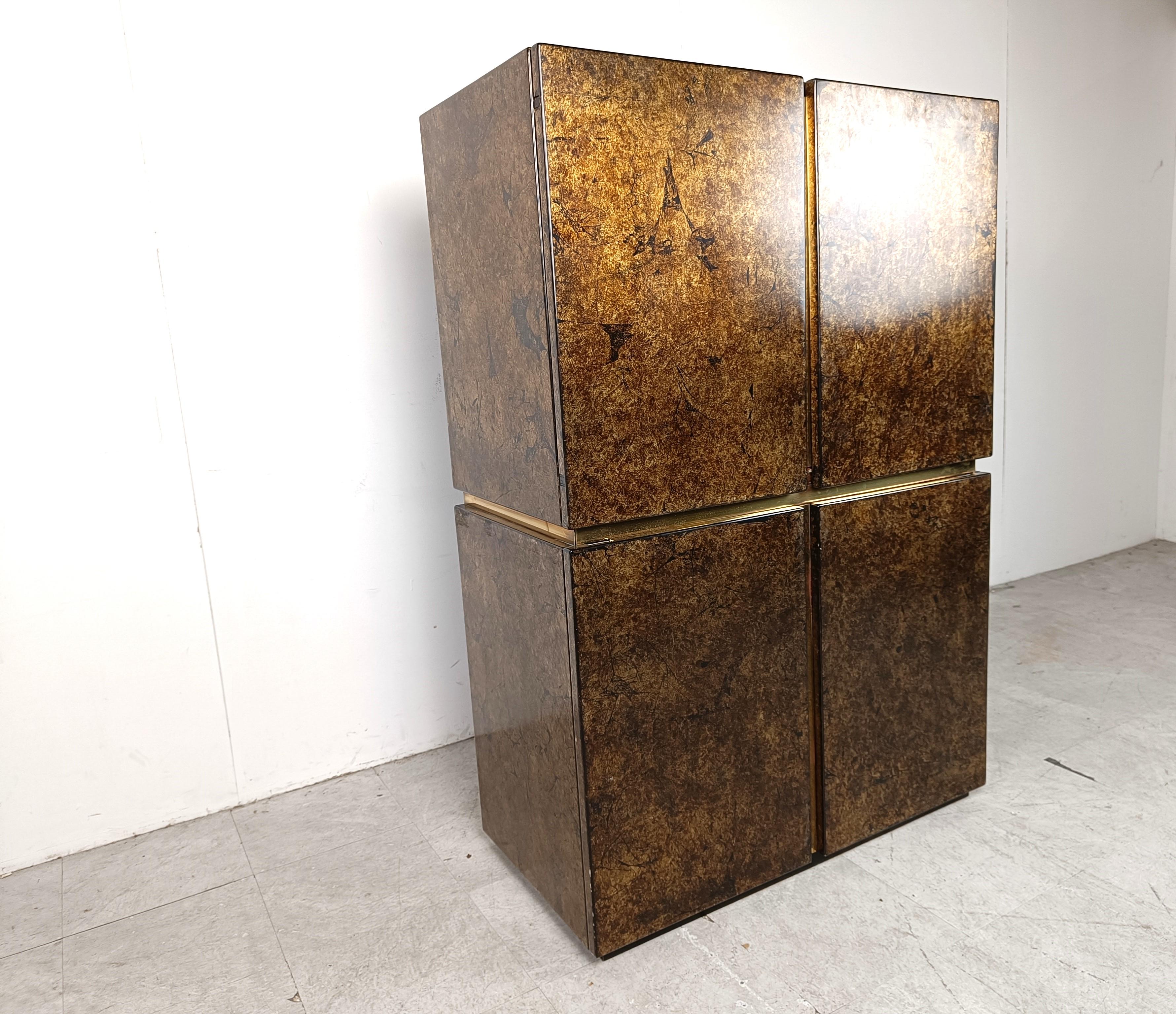 Lacquer hollywood regency bar cabinet, 1970s For Sale 5