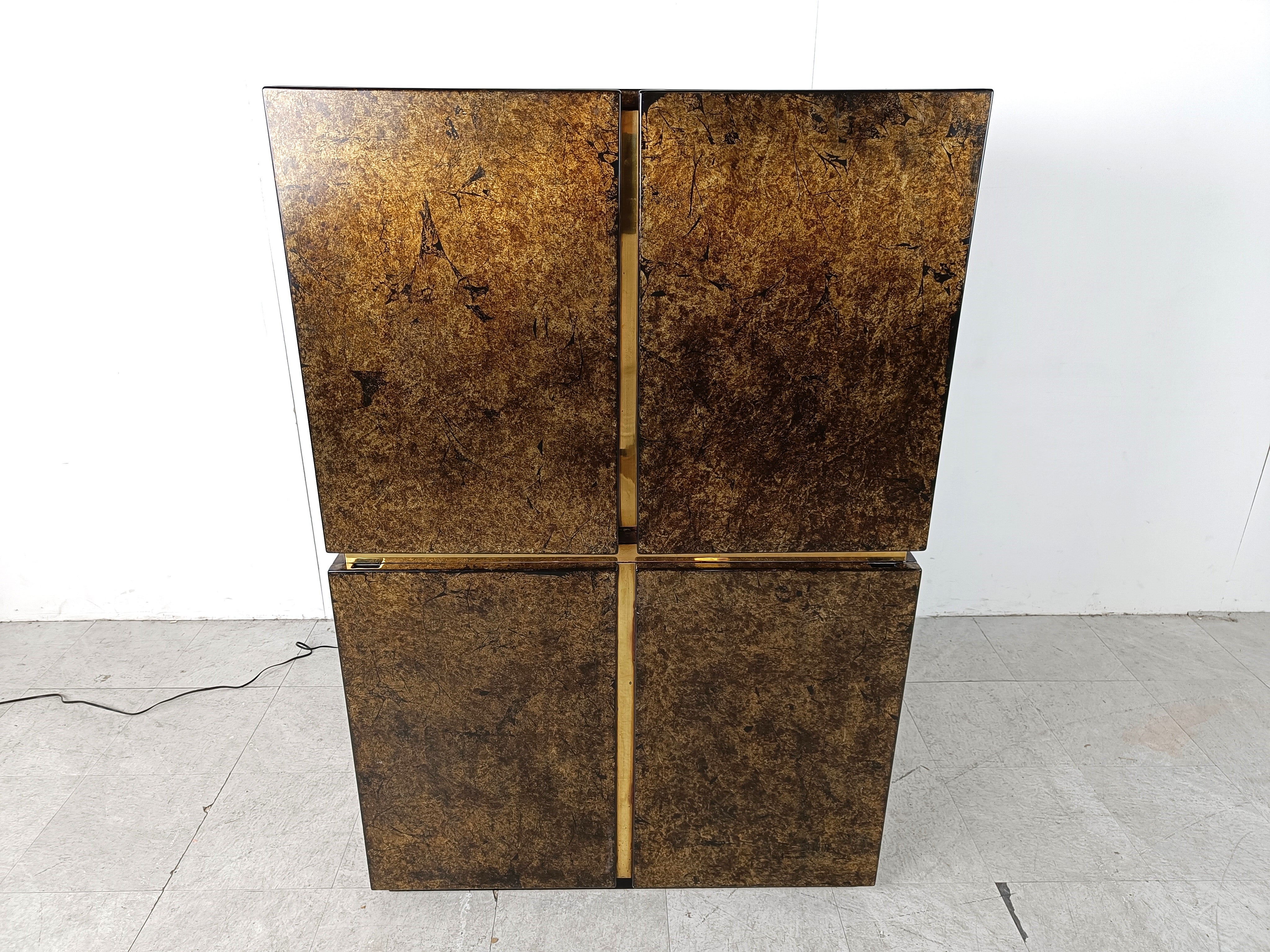 Belgian Lacquer hollywood regency bar cabinet, 1970s For Sale