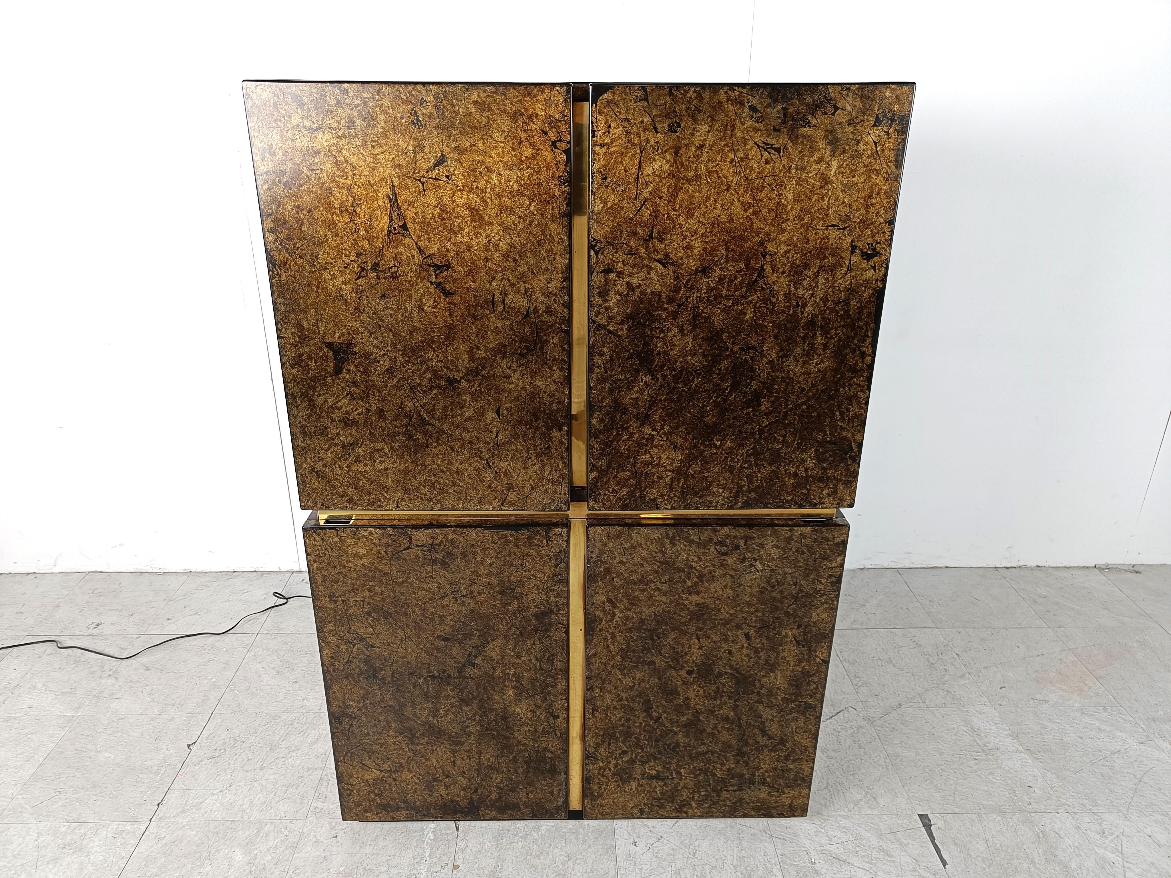 Late 20th Century Lacquer hollywood regency bar cabinet, 1970s For Sale