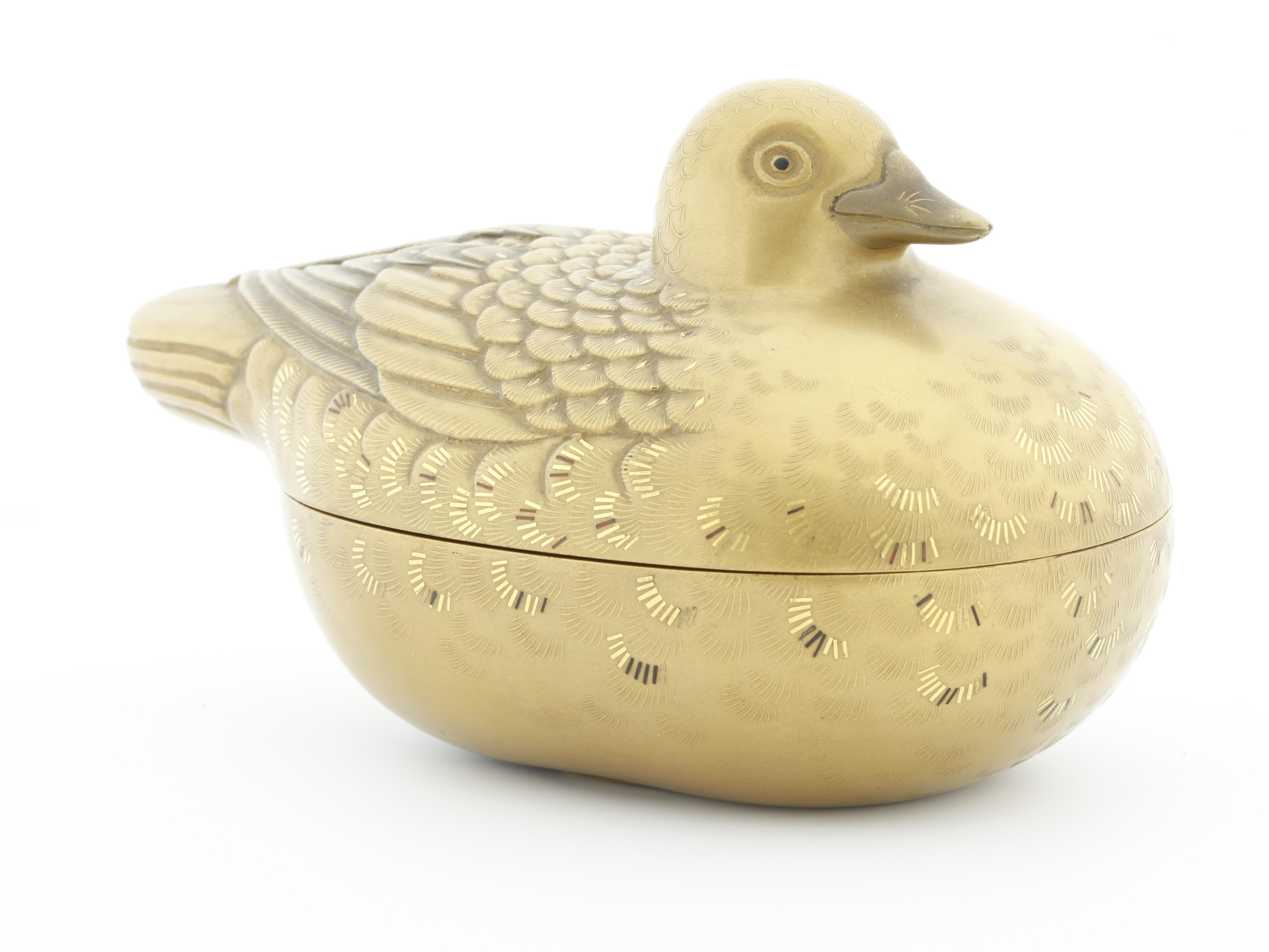 Hand-Carved Lacquer Incense Box, Duck, Animal, Lacquerware, Container, 19th Century, Japan For Sale