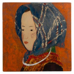 Lacquer Panels Representing Young Girls in Ethnic Costumes, Vietnam