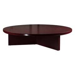 Tavolino da caffè rotondo laccato rosso scuro