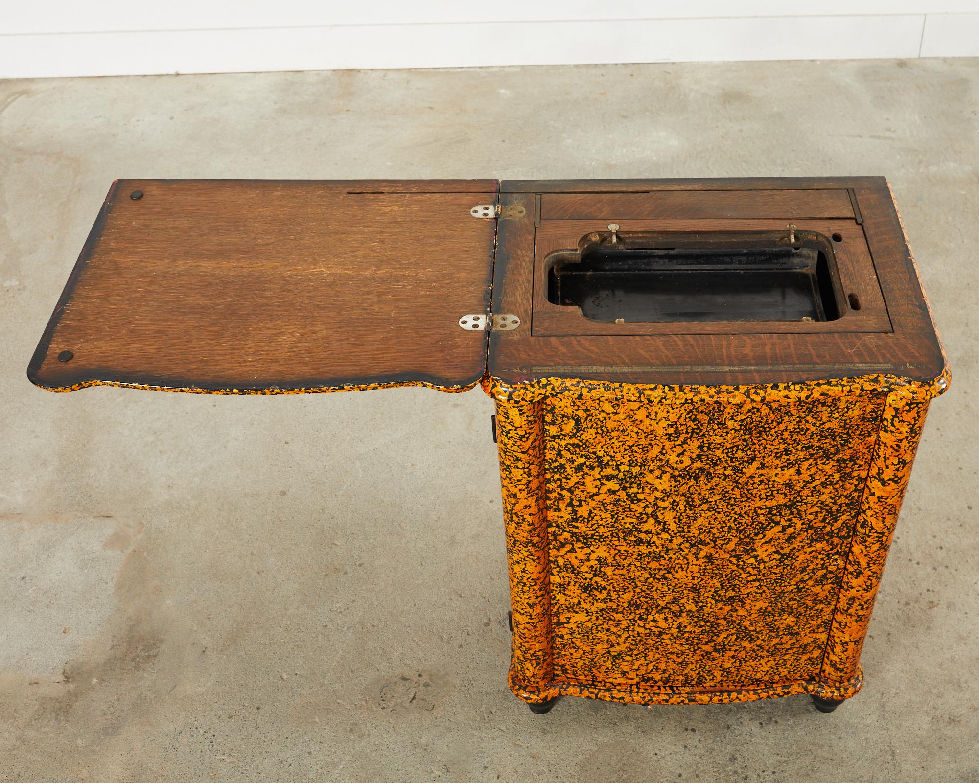 Lacquer Speckled Sewing Table Cupboard by Artist Ira Yeager For Sale 2