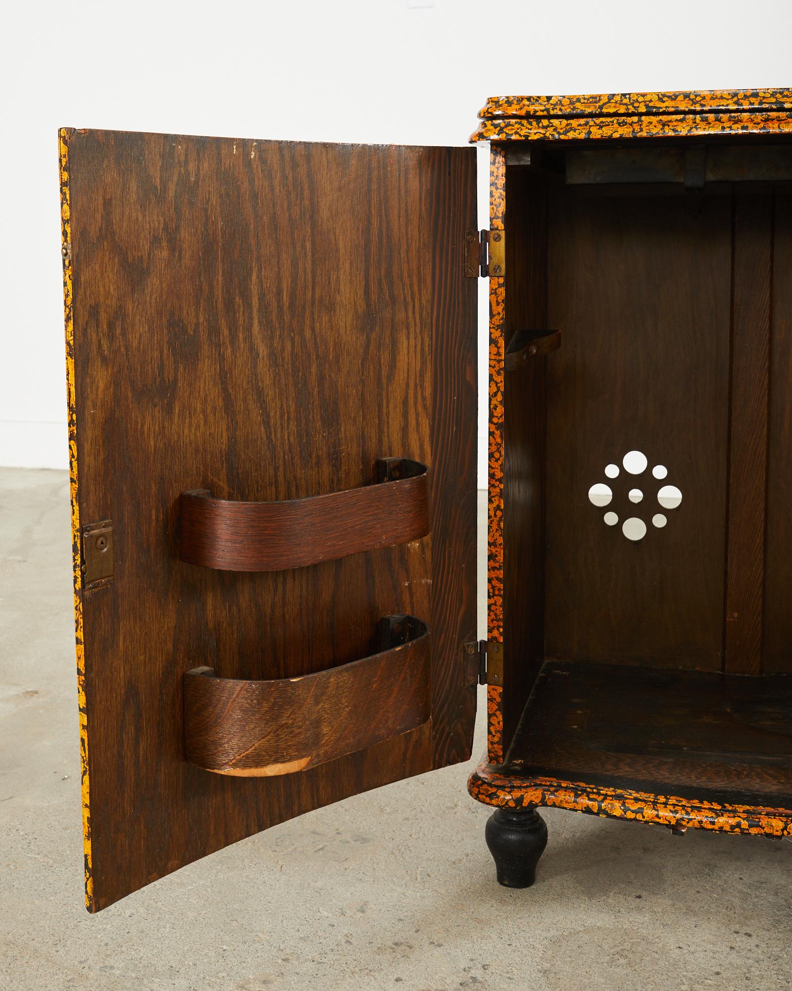 Lacquer Speckled Sewing Table Cupboard by Artist Ira Yeager For Sale 5