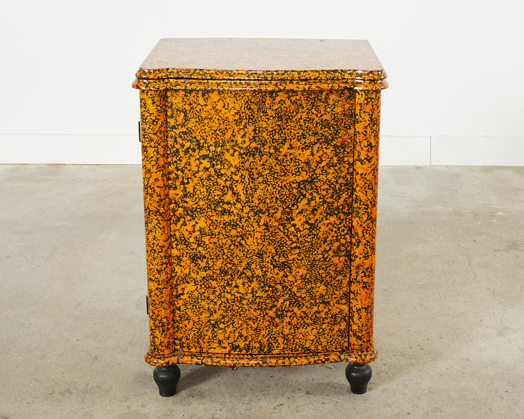 Folk Art Lacquer Speckled Sewing Table Cupboard by Artist Ira Yeager For Sale
