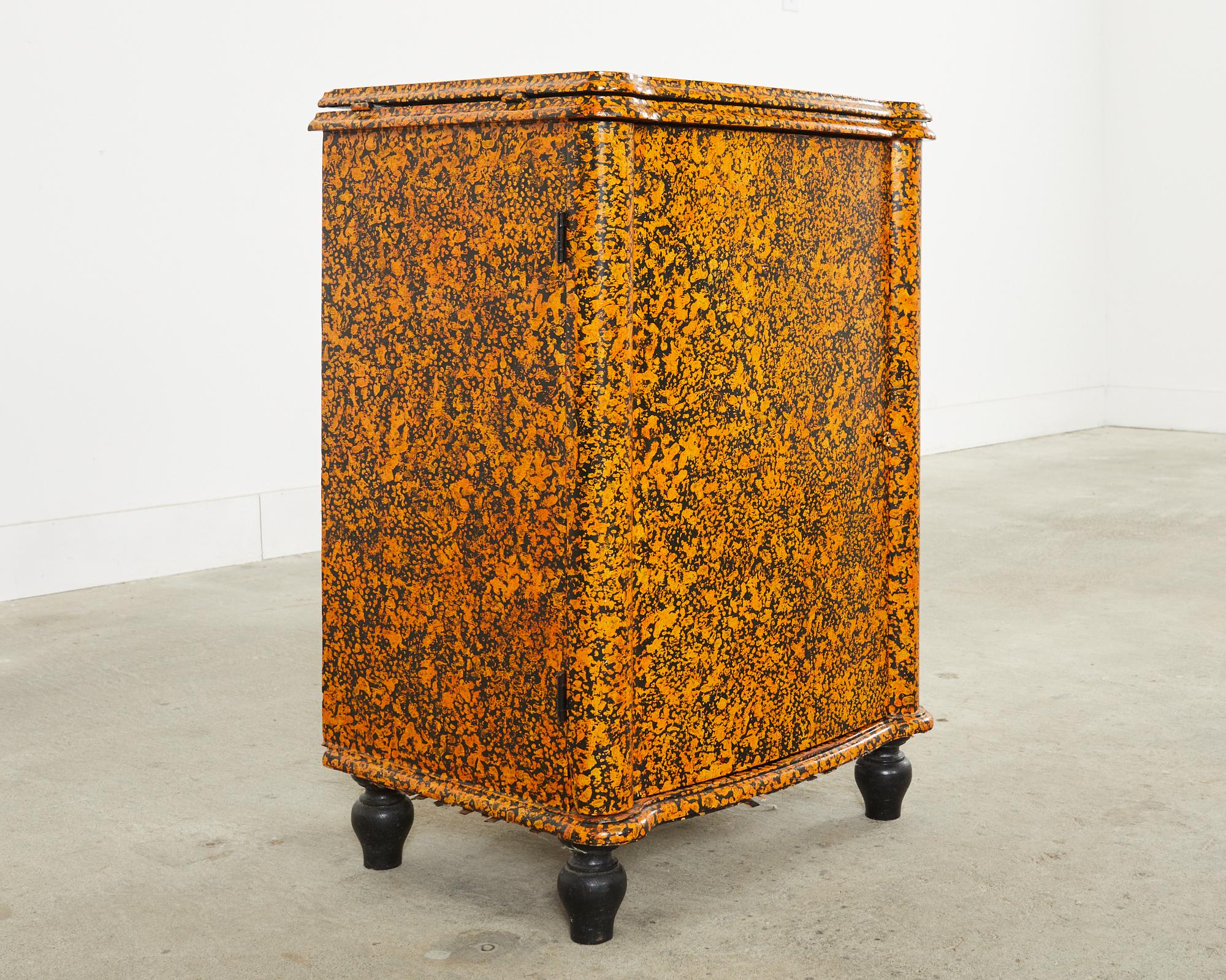 American Lacquer Speckled Sewing Table Cupboard by Artist Ira Yeager For Sale