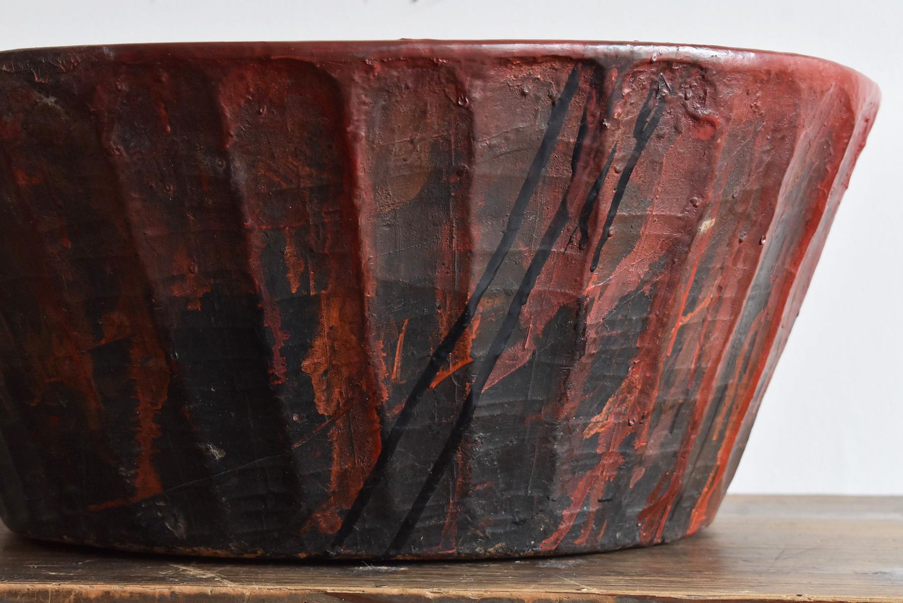 Lacquer Wooden Bowl Used by Japanese Lacquer Craftsmen / Antique Lacquerware Too 7