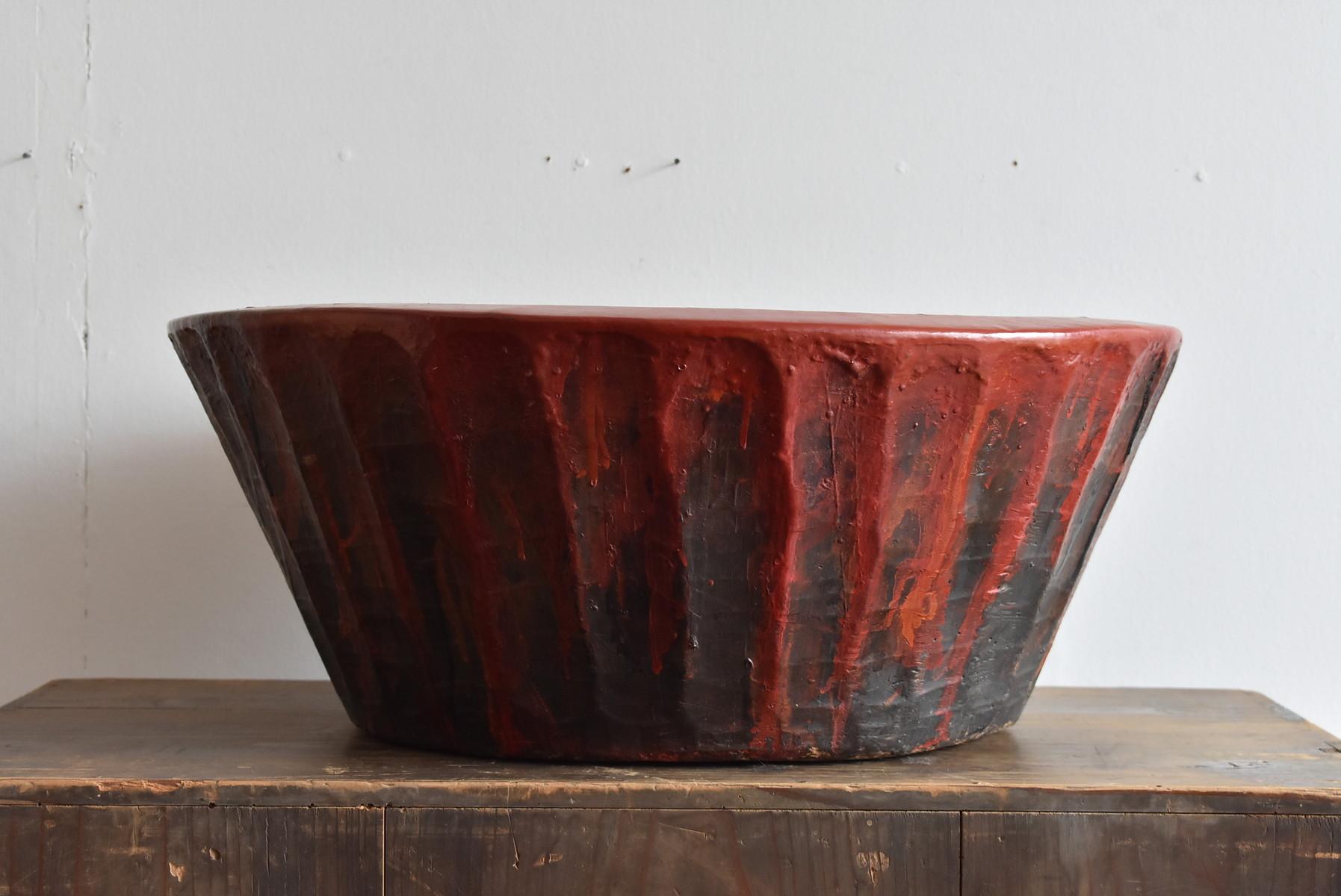 Meiji Lacquer Wooden Bowl Used by Japanese Lacquer Craftsmen / Antique Lacquerware Too