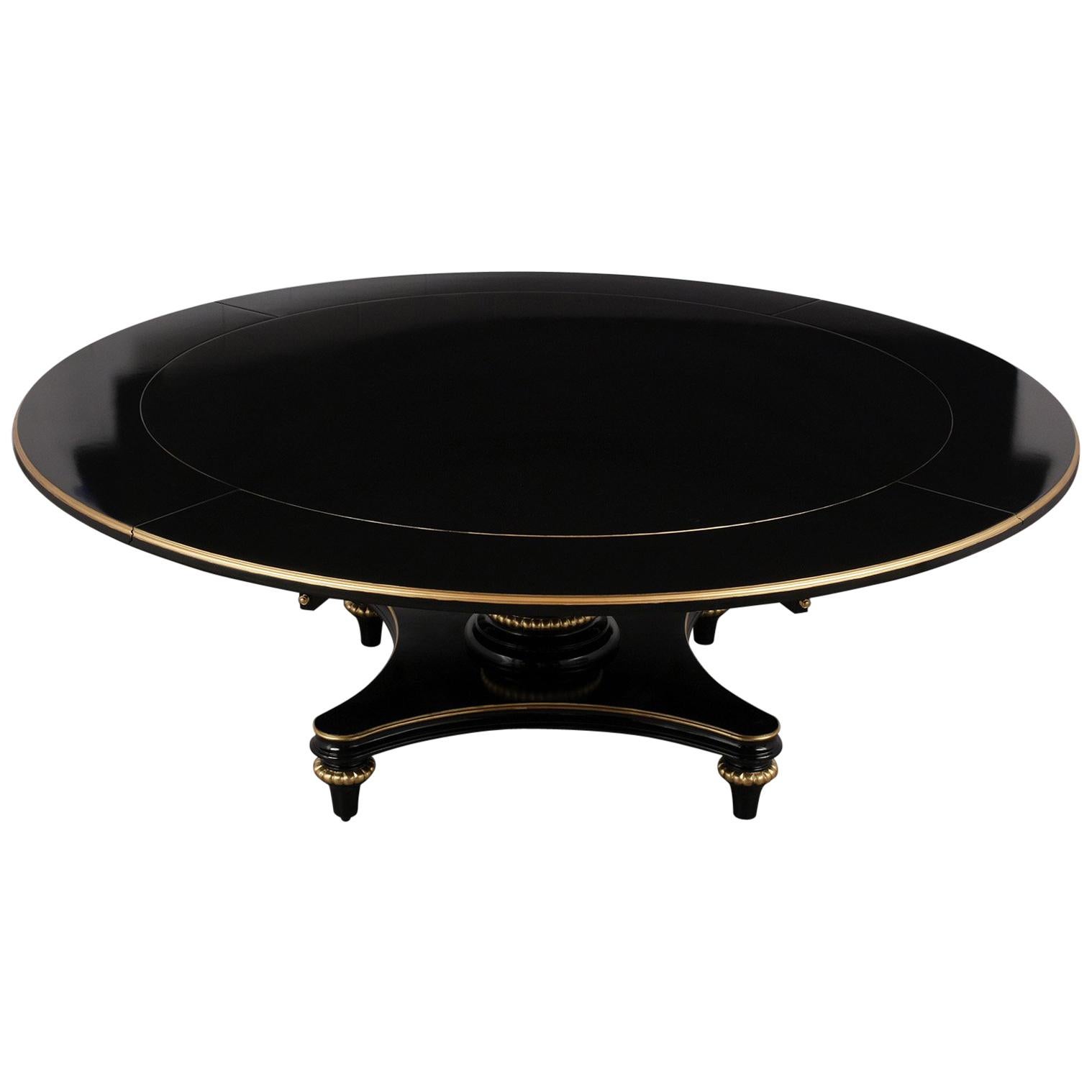 Lacquered 1970s Regency Round Dining Table with Extensions