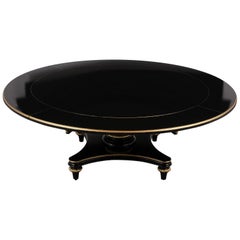 Lacquered 1970s Regency Round Dining Table with Extensions