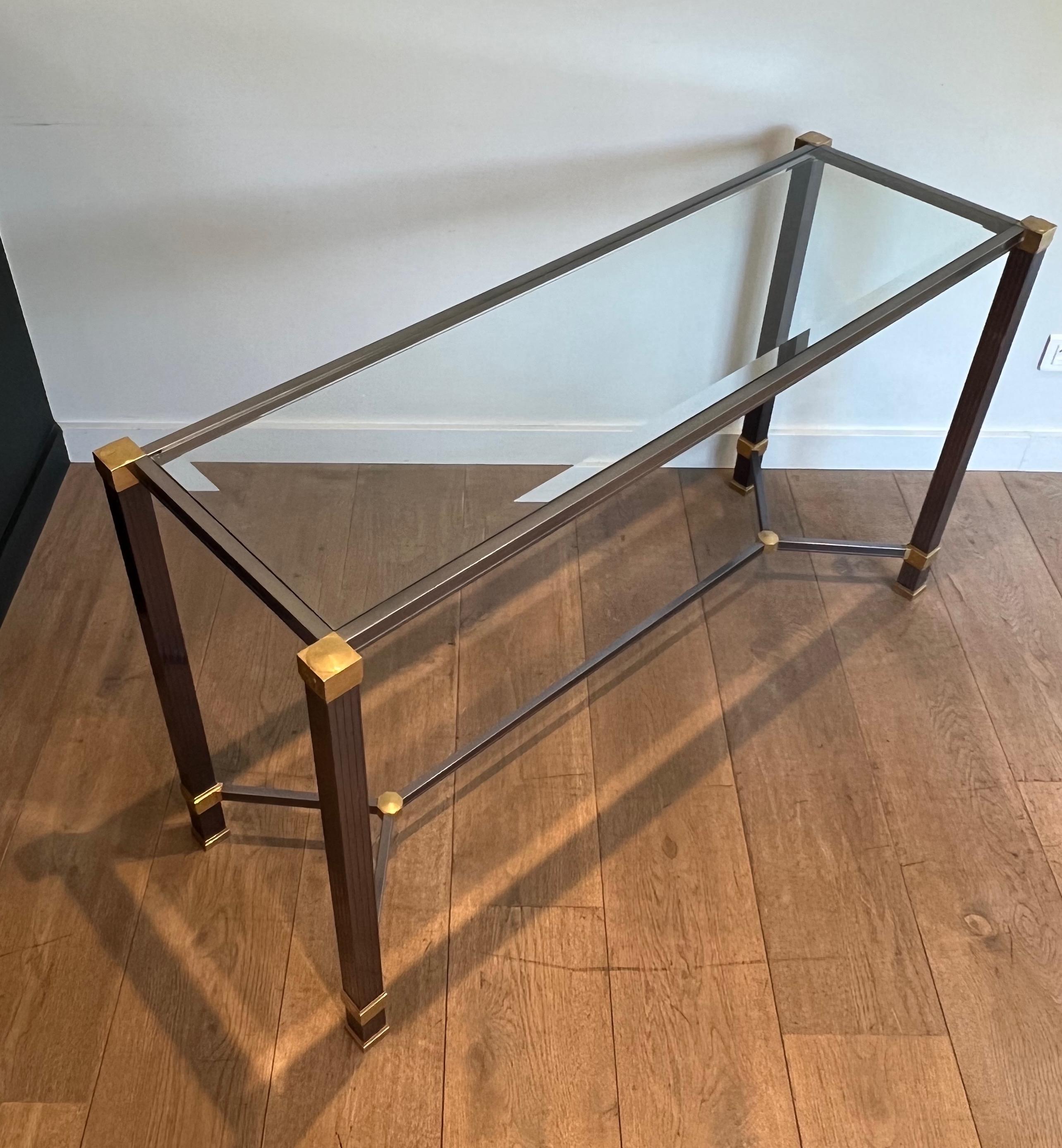 Lacquered Aluminum and Gold Metal Console by Pierre Vandel For Sale 5