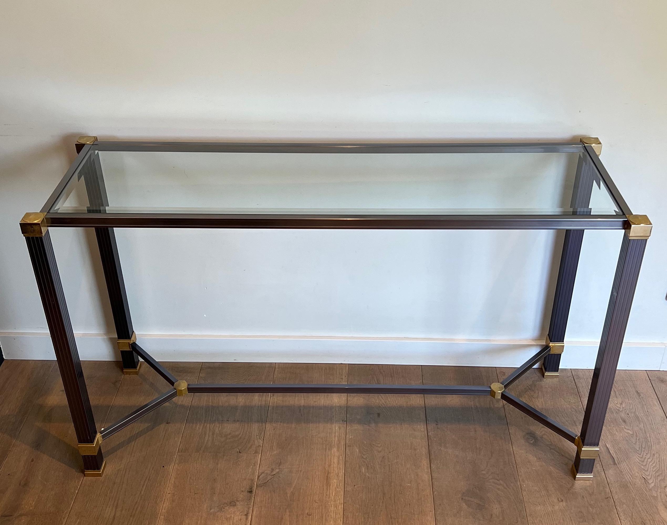 Lacquered Aluminum and Gold Metal Console by Pierre Vandel For Sale 6