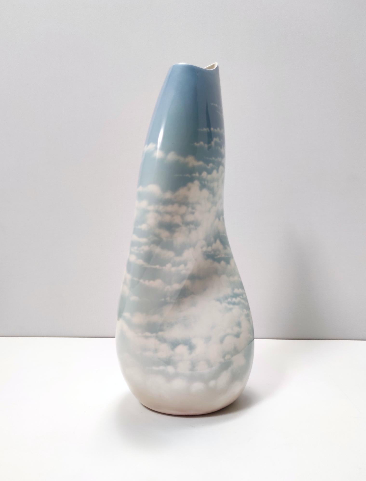 Italian Lacquered and Airbrushed Ceramic Centerpiece /Vase Model Nr 182/2 by Vibi, Italy For Sale