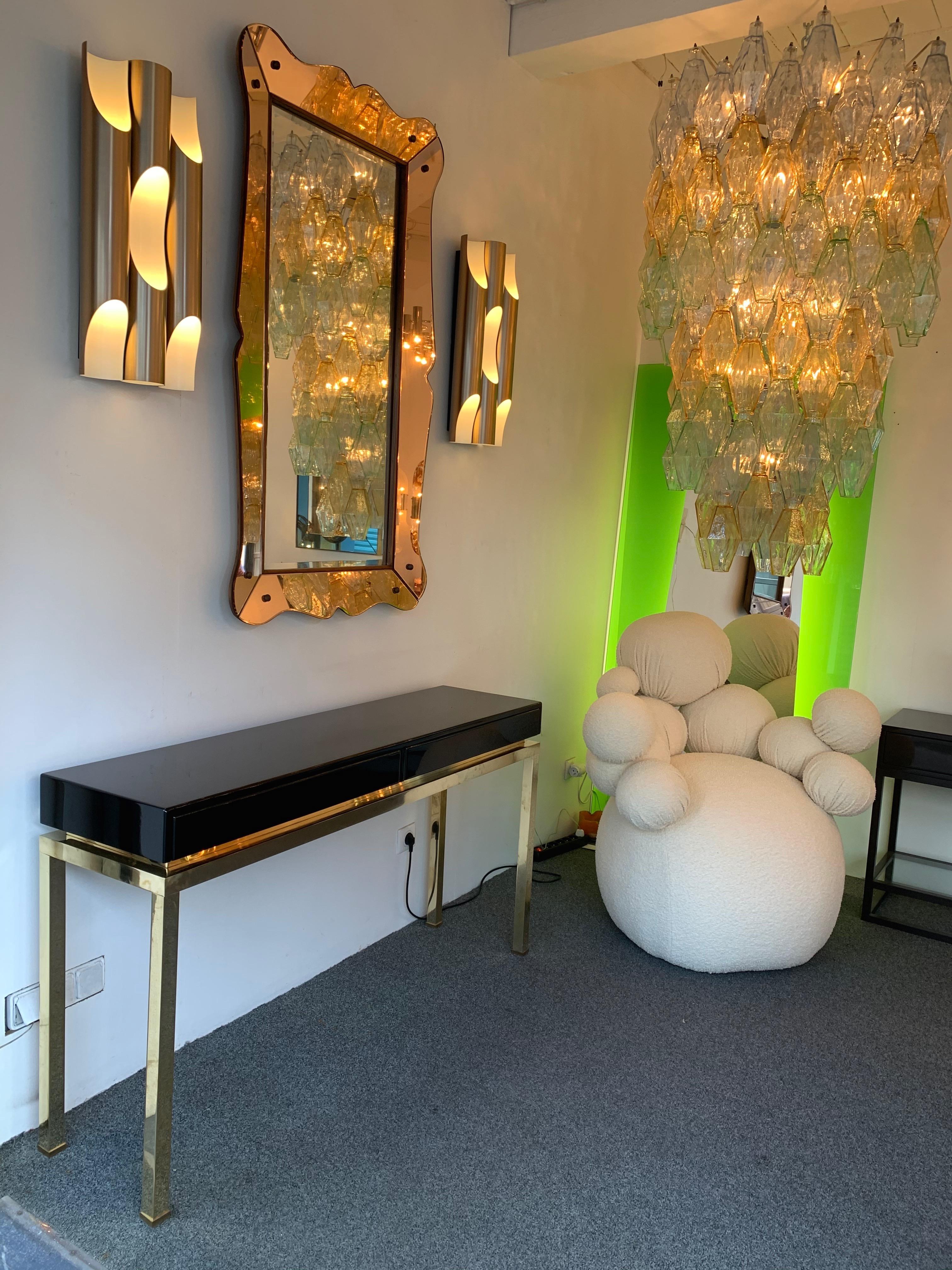 Lacquered and Brass Console by Guy Lefevre, France, 1970s In Good Condition In SAINT-OUEN, FR