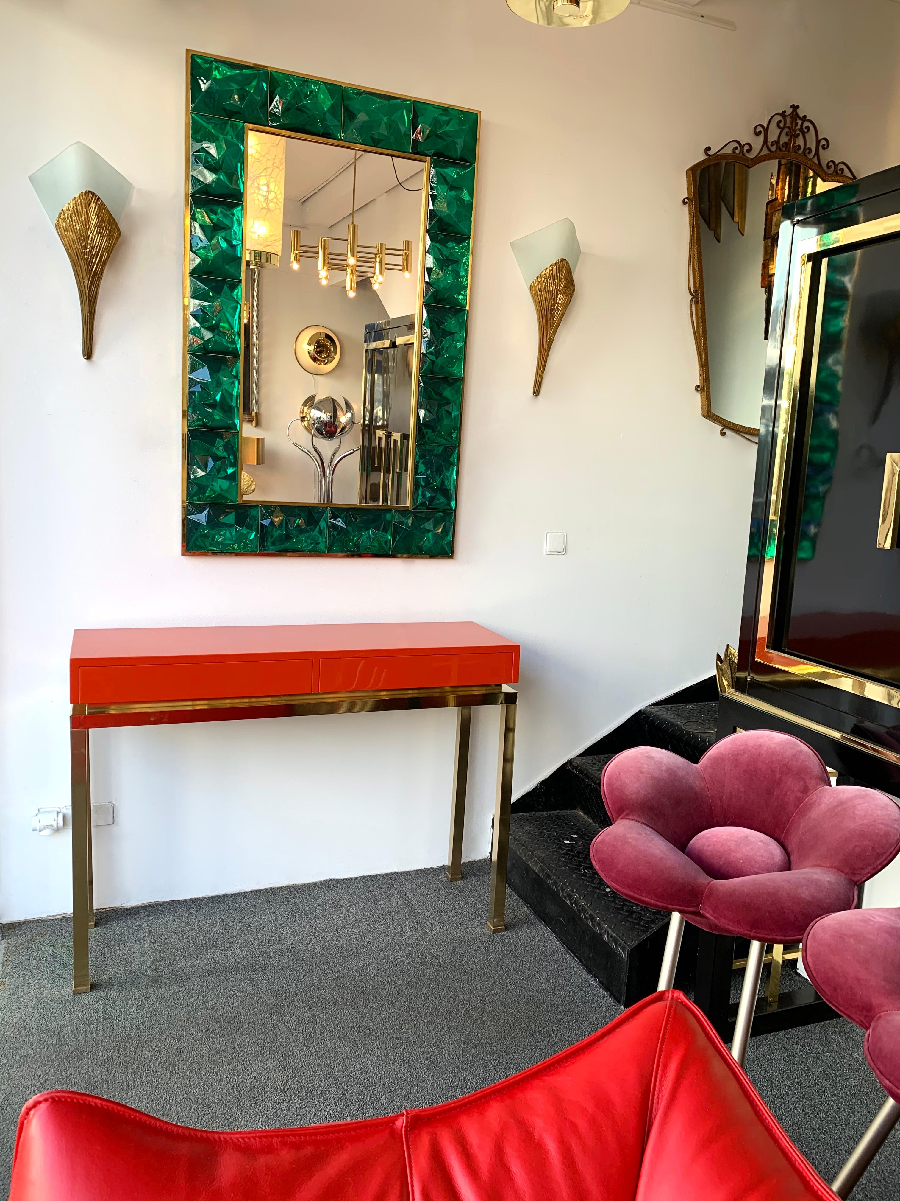 Late 20th Century Lacquered and Brass Console by Guy Lefevre, France, 1970s