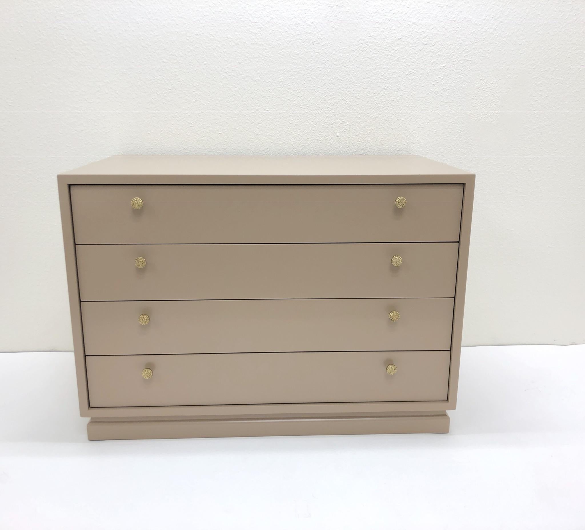 Lacquered and Brass Nightstand by Steve Chase In Excellent Condition In Palm Springs, CA