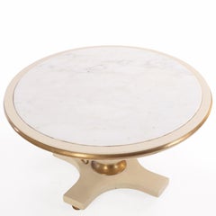 Lacquered and Bronze-Mounted Marble-Top Coffee Table, C. 1960