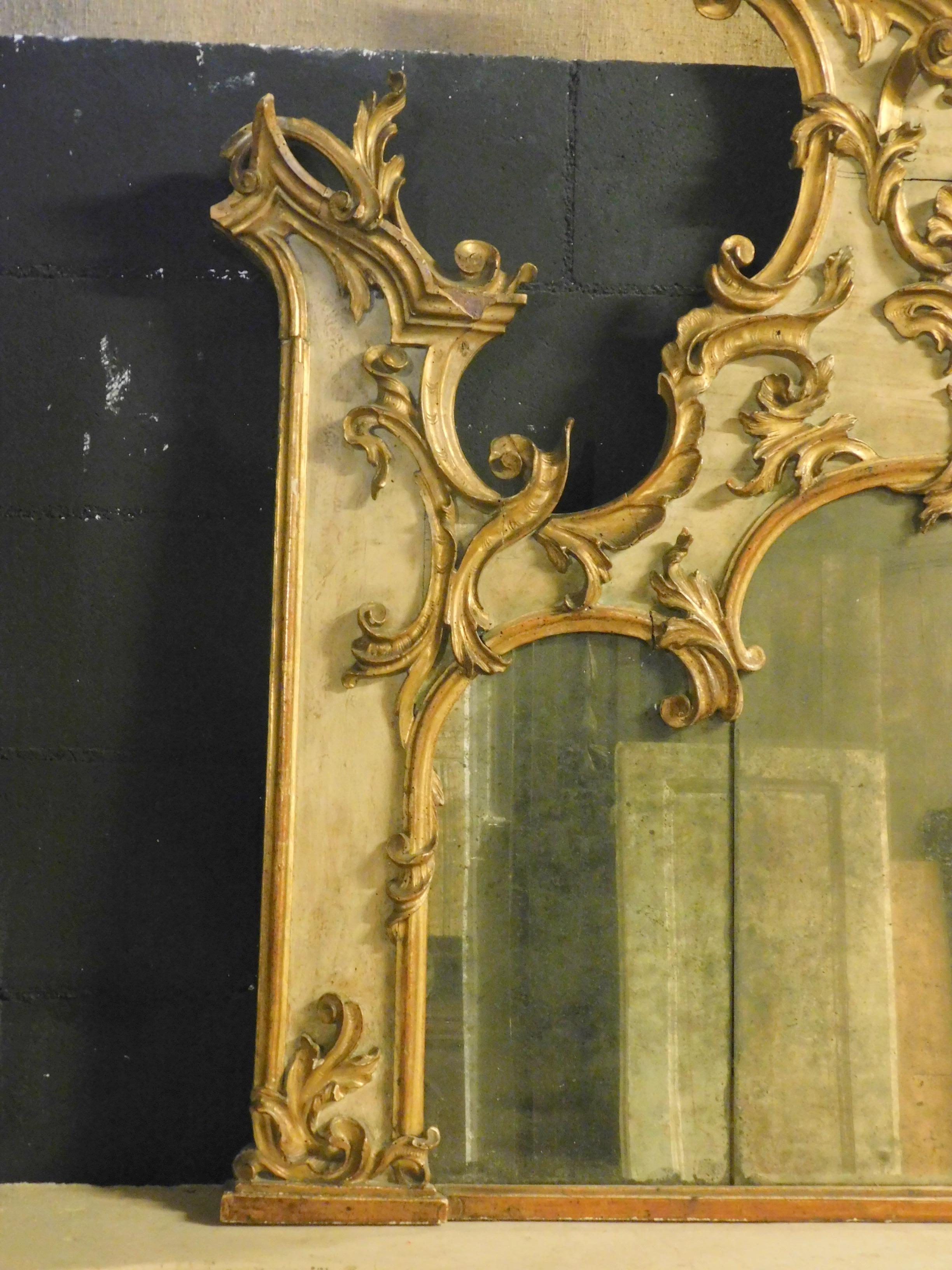 19th Century Lacquered and gilded mirror, richly carved, 19th century Roma - Italy