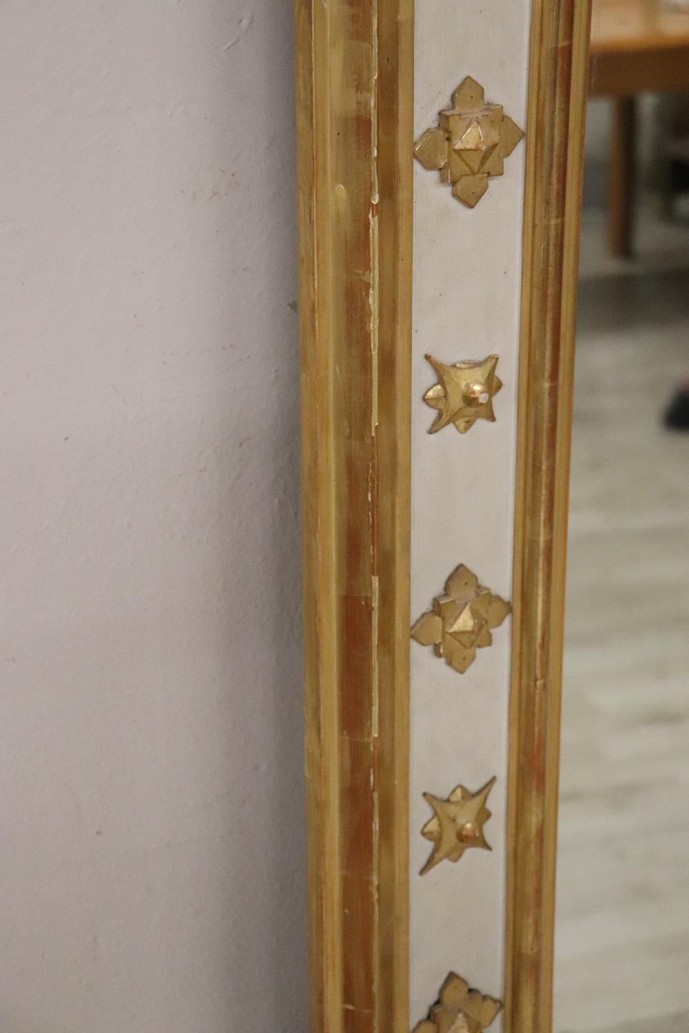 Lacquered and Gilded Wood Antique Large Wall Mirror For Sale 4