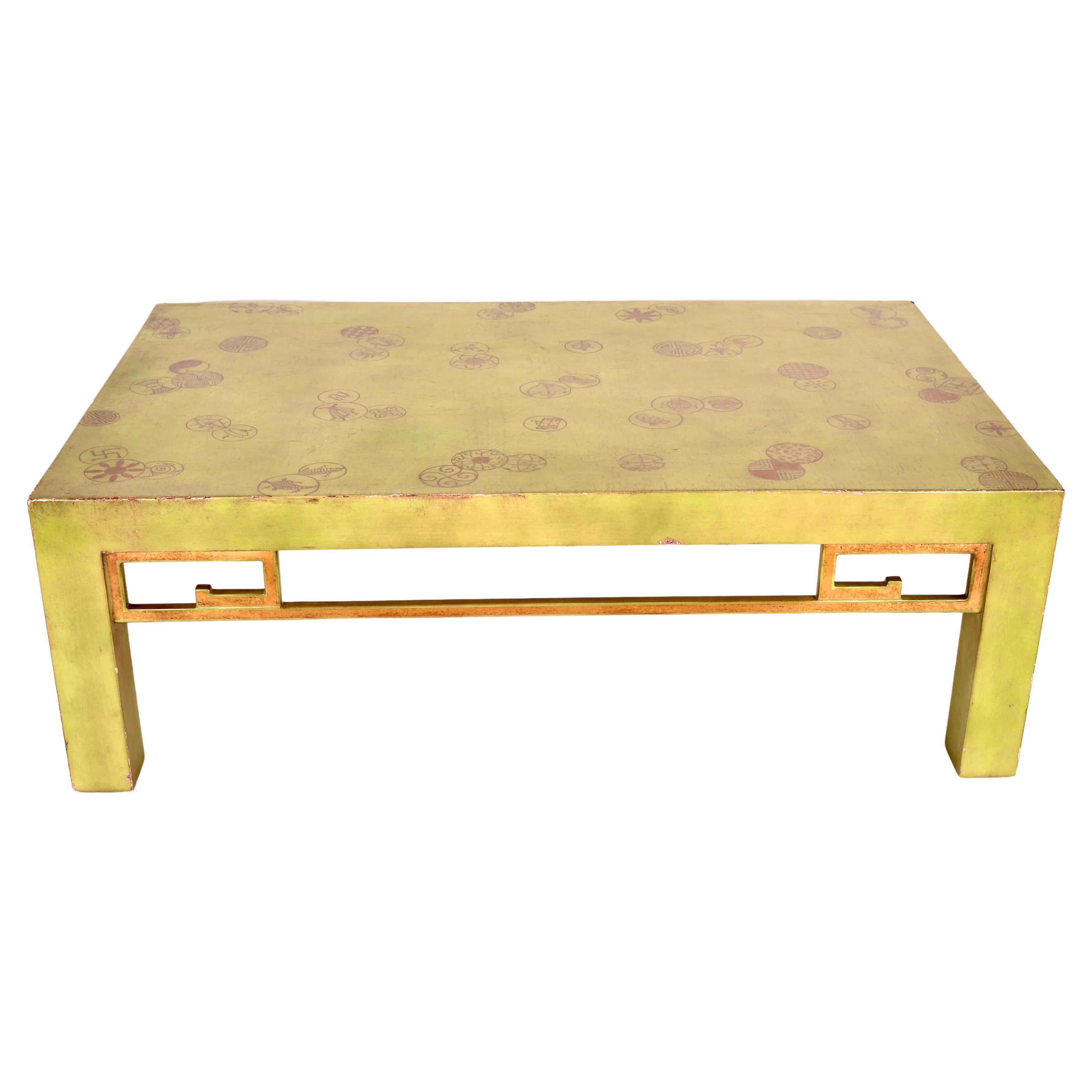 Lacquered and Hand Decorated Cocktail Table For Sale