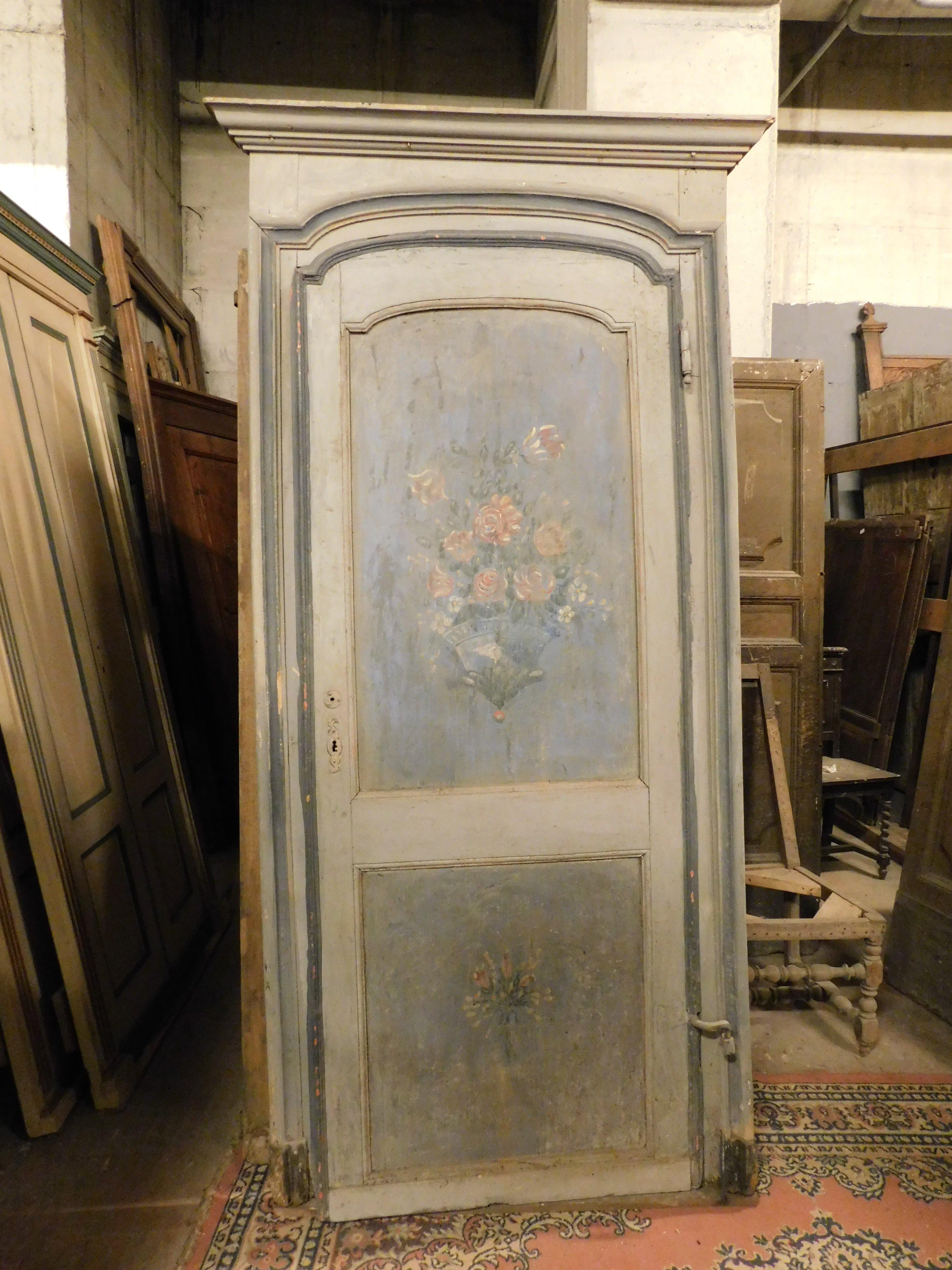 puerta arqueada lacada y pintada con marco, Italia Pintado a mano en venta