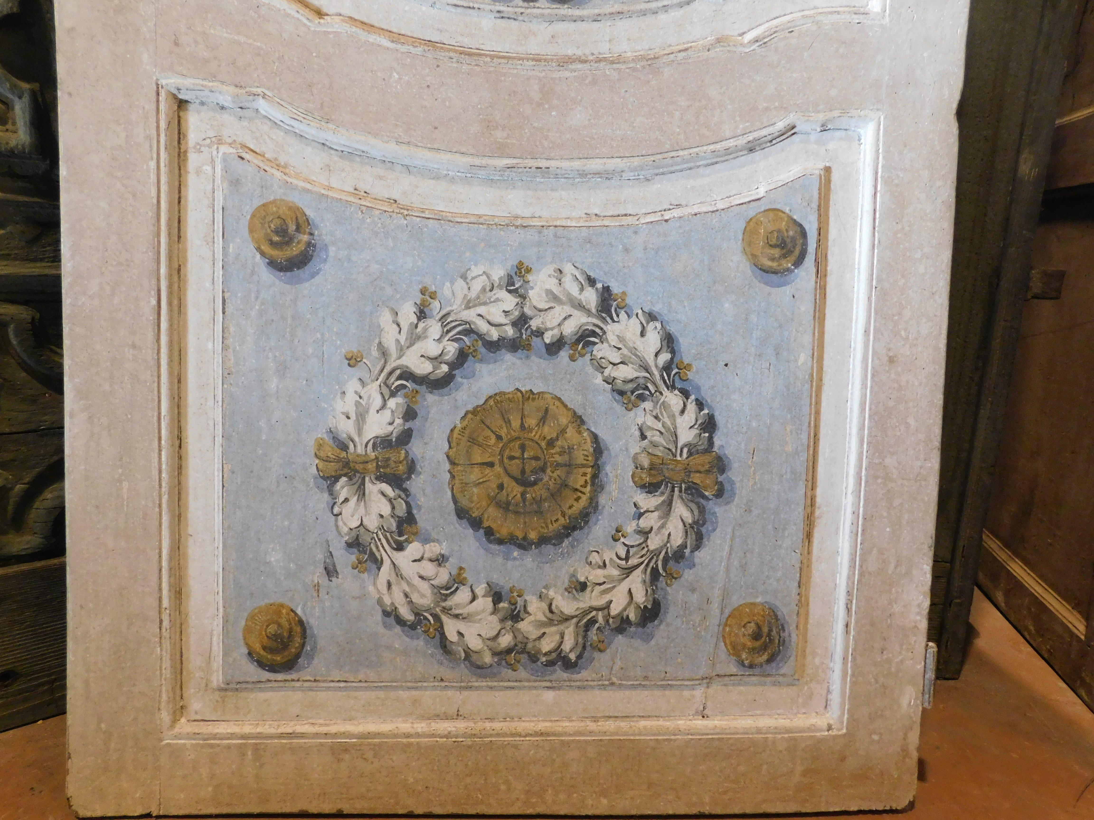 XVIIIe siècle et antérieur Porte laquée et peinte à motifs baroques, bleue et grise, Italie en vente
