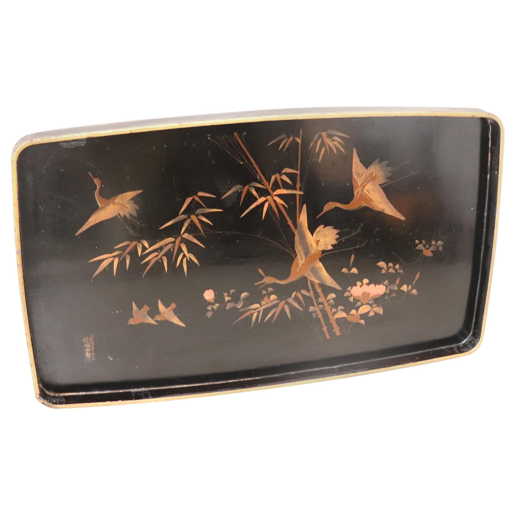 Lacquered and Painted Wood Tray with Chinoiserie Decoration