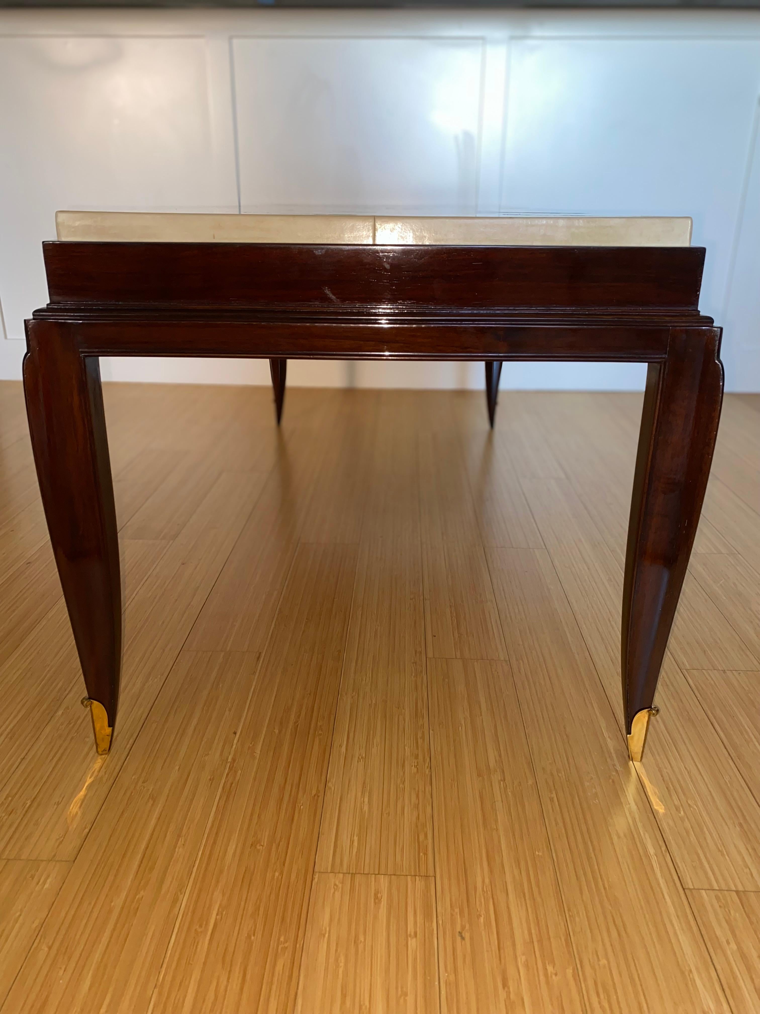 Mid-20th Century Lacquered and Parchment Coffee Table by Jean Pascaud For Sale